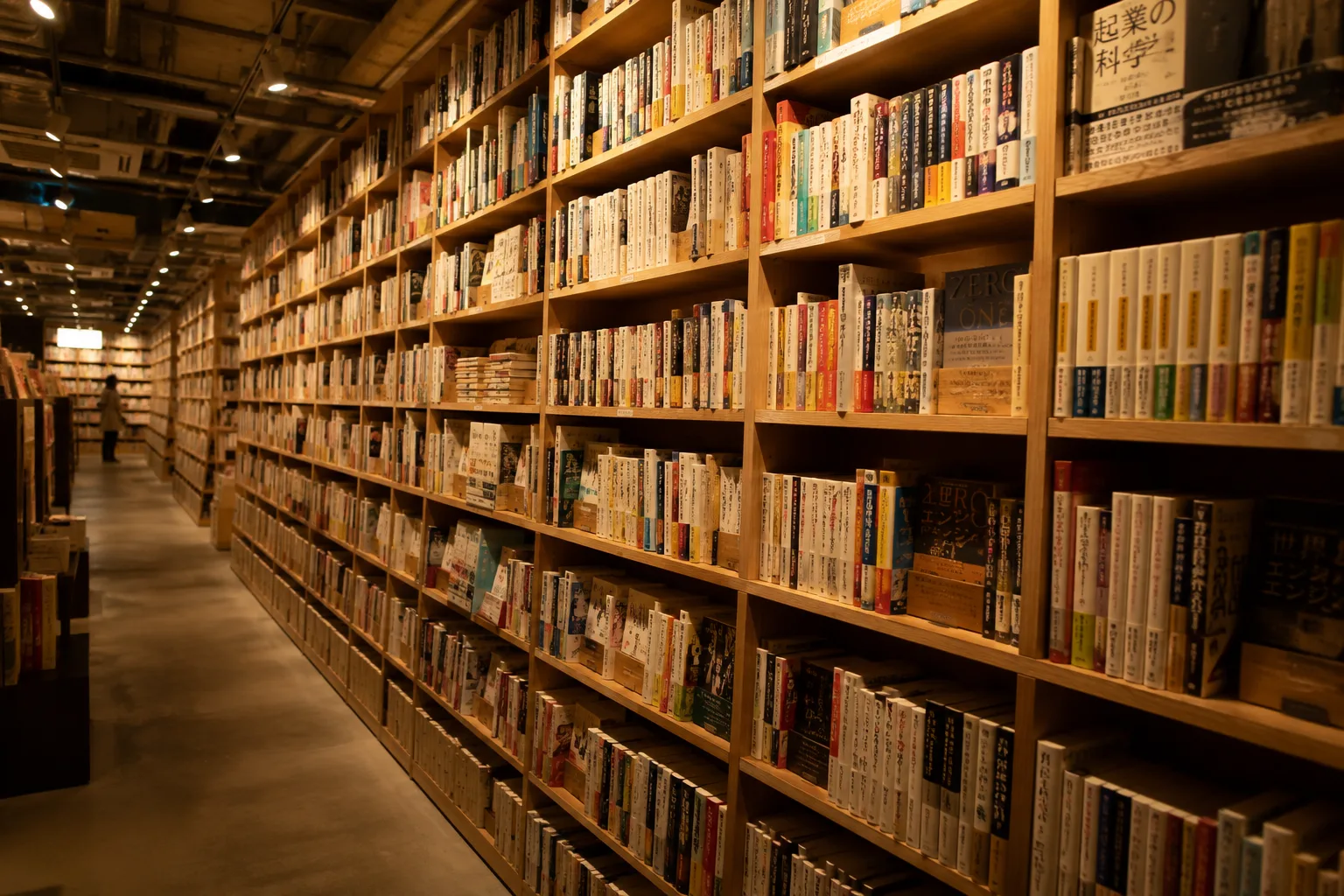 書籍が並ぶ出版倉庫の棚